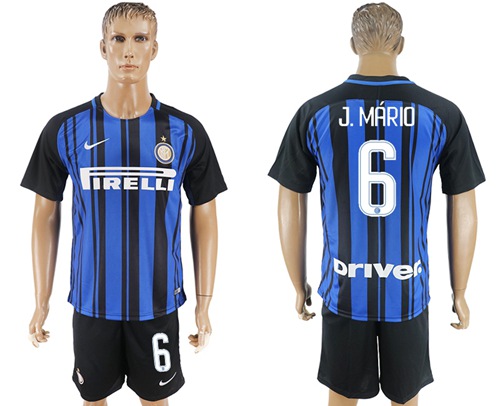 Inter Milan #6 J.Mario Home Soccer Club Jersey